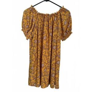 NEW Seven Islands New York Womens Blouse Size 2X Yellow Floral Silver Sparkles